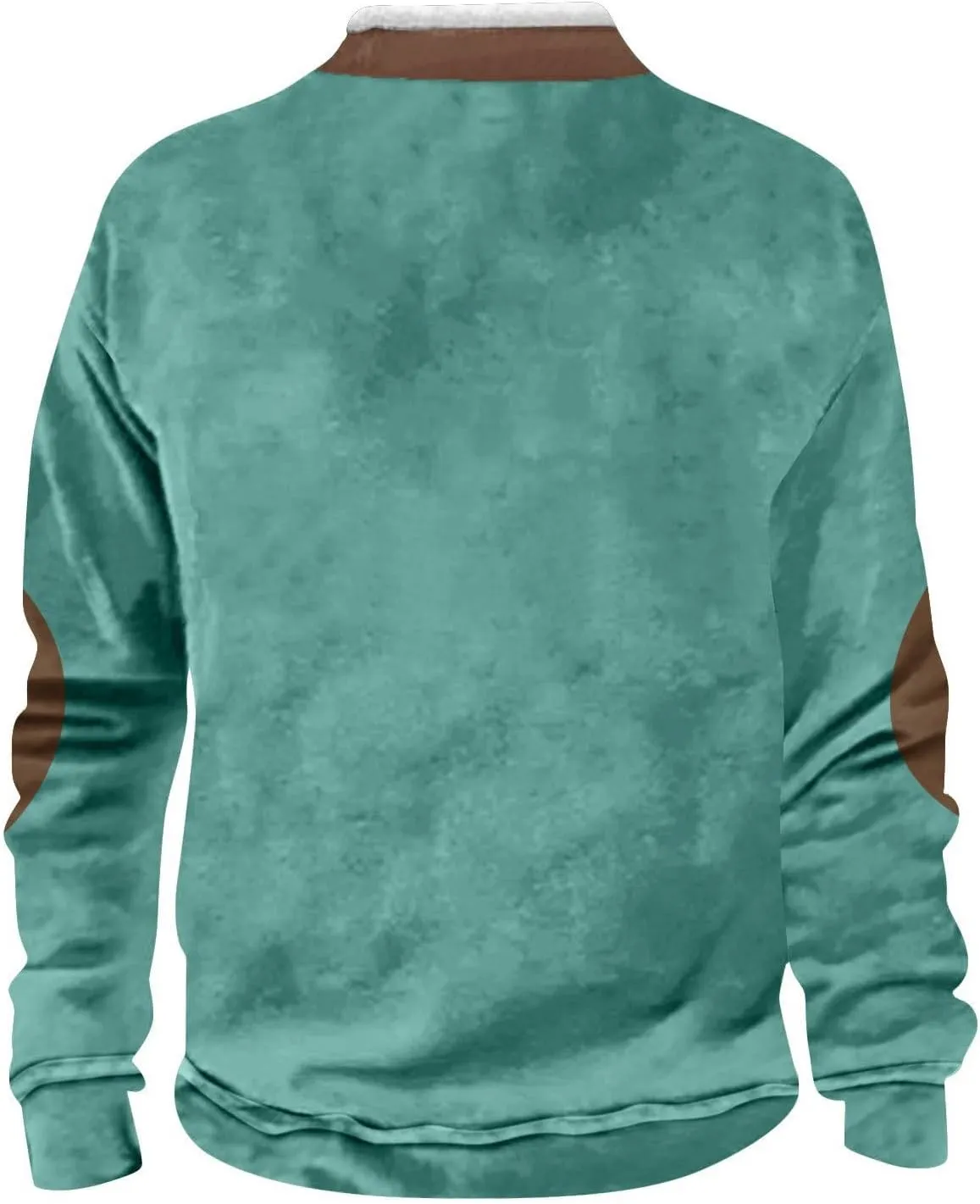 Men's Vintage Western Cowboy Zipper Sweatshirt Fluffy Fleece Sweater 1/4 Zip Stand Collar Cowboy Print Jacket Coats