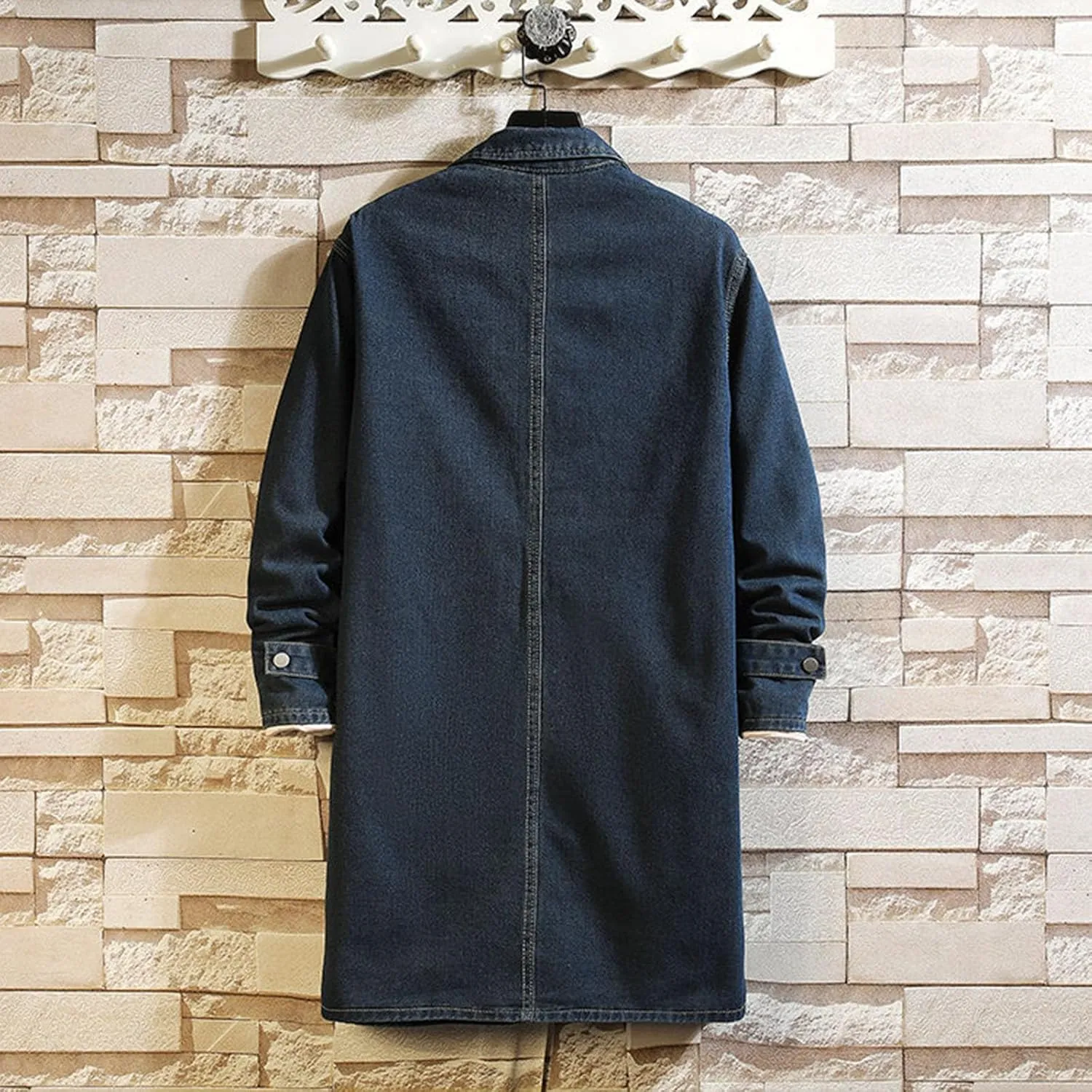 Mens Winter And Autumn Loose Casual Denim Trench Coat Long Coat Weather Jacket Mens Jackets