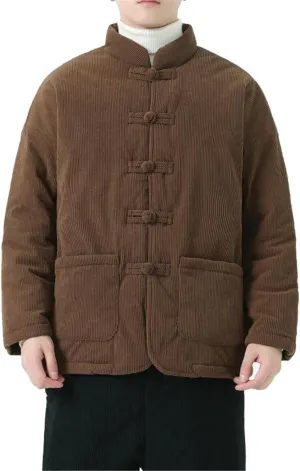 Men's Winter Corduroy Cotton Padded Coat - Chinese Style Button-Up Cotton Padded Jacket