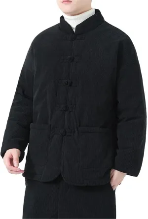 Men's Winter Corduroy Cotton Padded Coat - Chinese Style Button-Up Cotton Padded Jacket