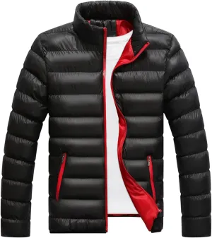 Men's Winter Puffer Jacket Fleece Warm Lightweight Coat Outerwear Cold Weather Chompas Para Hombre, M-2XL
