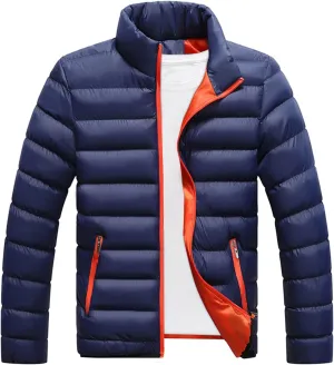 Men's Winter Puffer Jacket Fleece Warm Lightweight Coat Outerwear Cold Weather Chompas Para Hombre, M-2XL