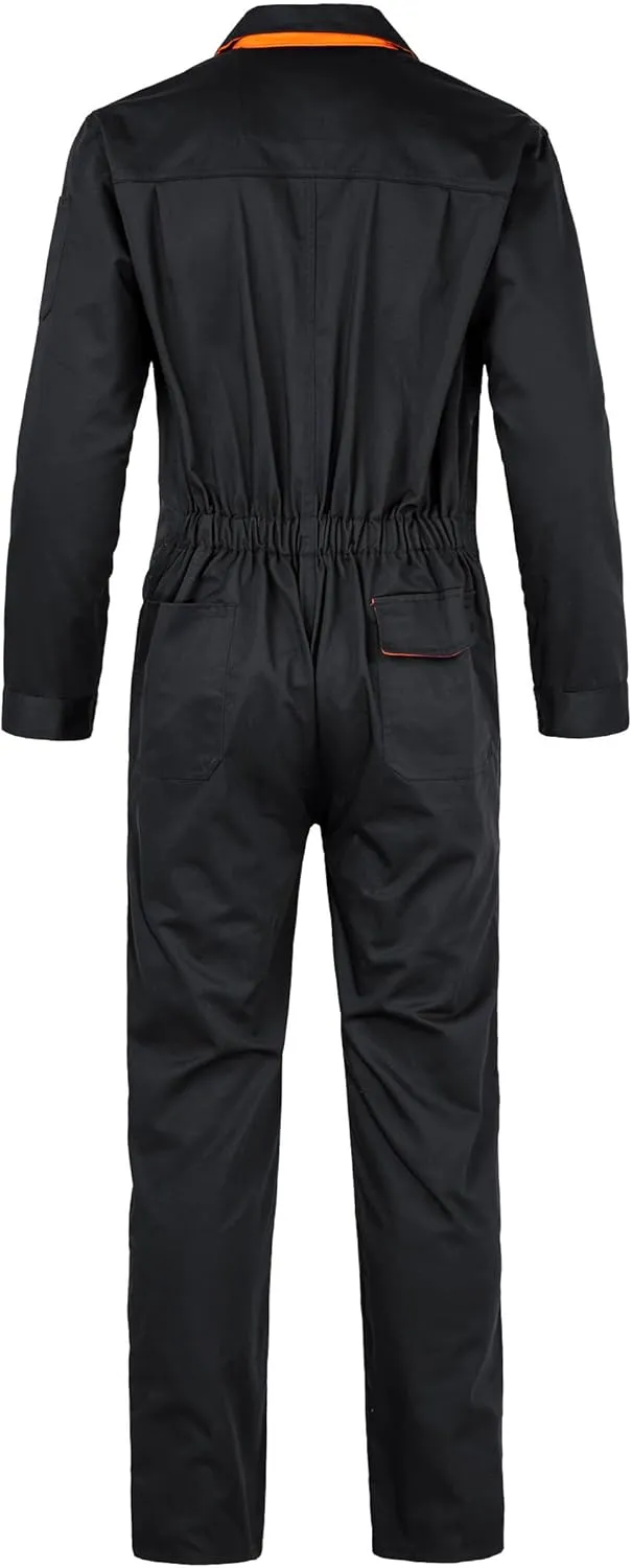 Mens Work Coveralls Long Sleeve Workwear Overalls Utility Zip-Front Coverall with Multi Pockets