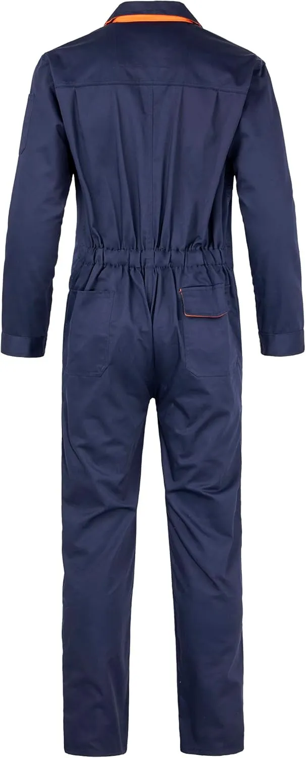 Mens Work Coveralls Long Sleeve Workwear Overalls Utility Zip-Front Coverall with Multi Pockets