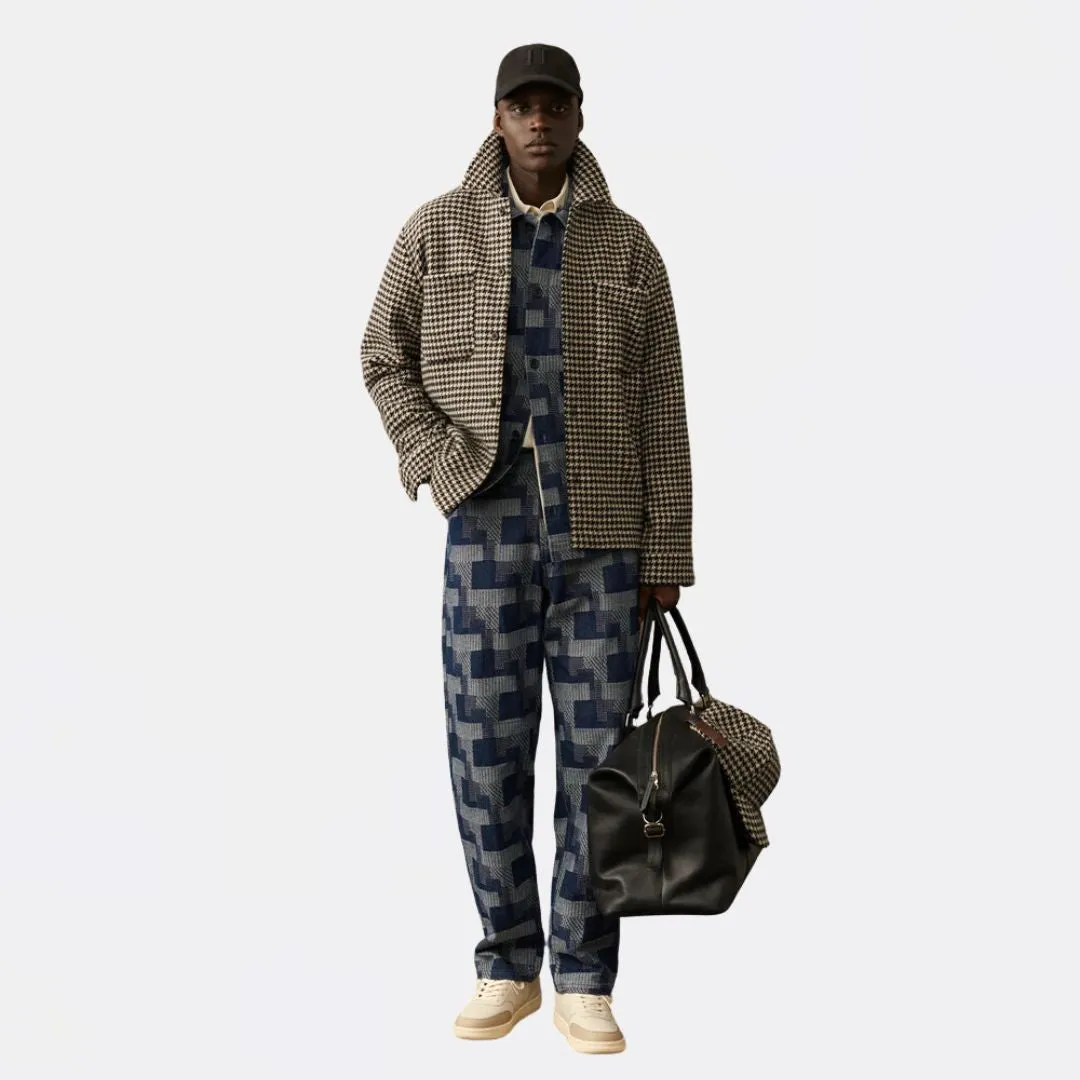 Milian Houndstooth Overshirt (Light Desert Sand   Black)