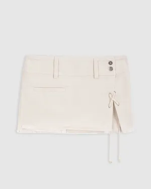 MILOS DENIM MINI SKIRT IN OFF-WHITE
