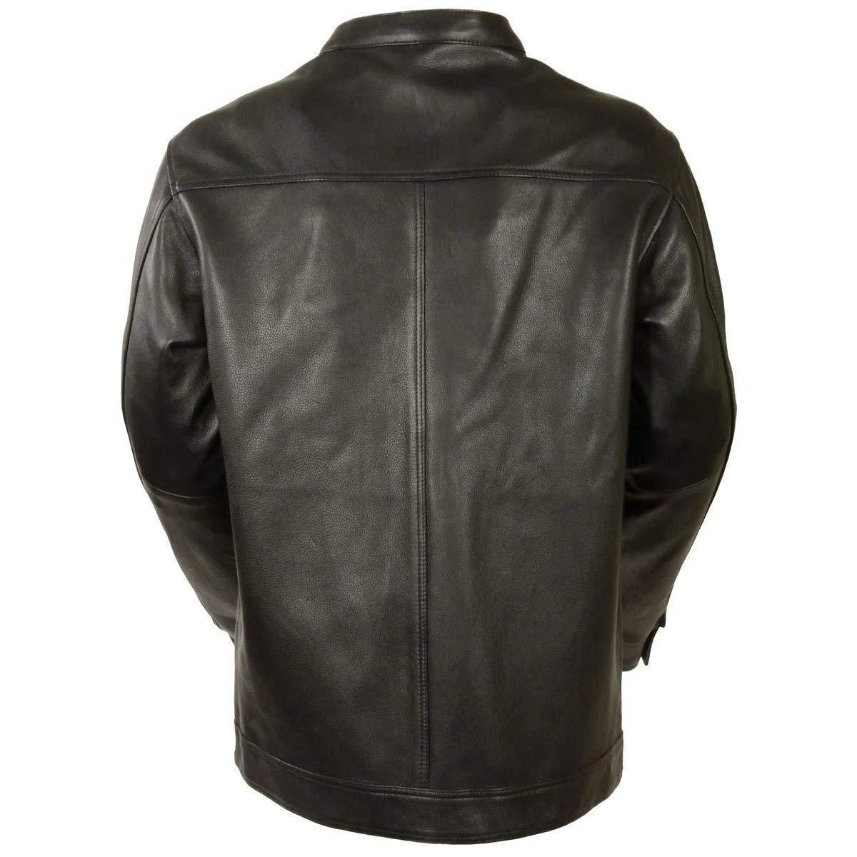 Milwaukee Leather Men's Club Style Zipper/Snap Front Black Leather Shirt with Gun Pockets