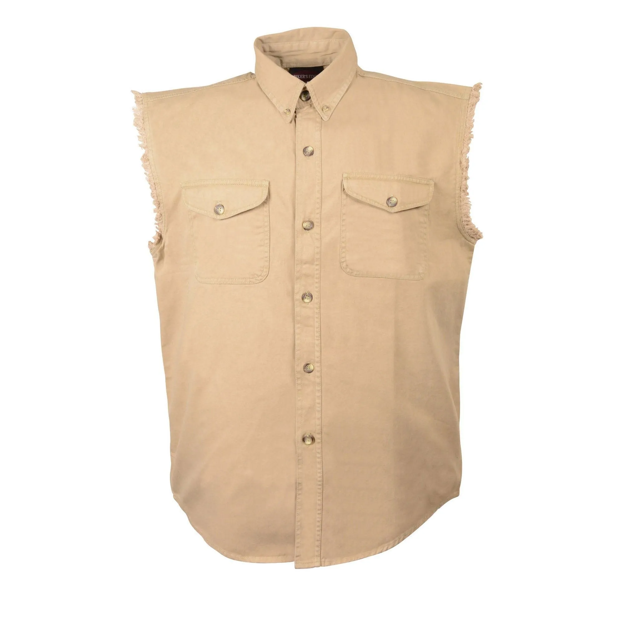 Milwaukee Performance Denim-DM4005-Men’s Beige Lightweight Sleeveless Denim Shirt