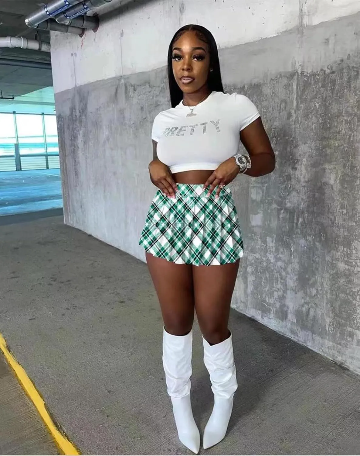 Mini Pleated Skirts for Women Sexy Cute Girl Y2k Short Cargo Skirt Women's Club Tennis Skort Skater A line with Slit
