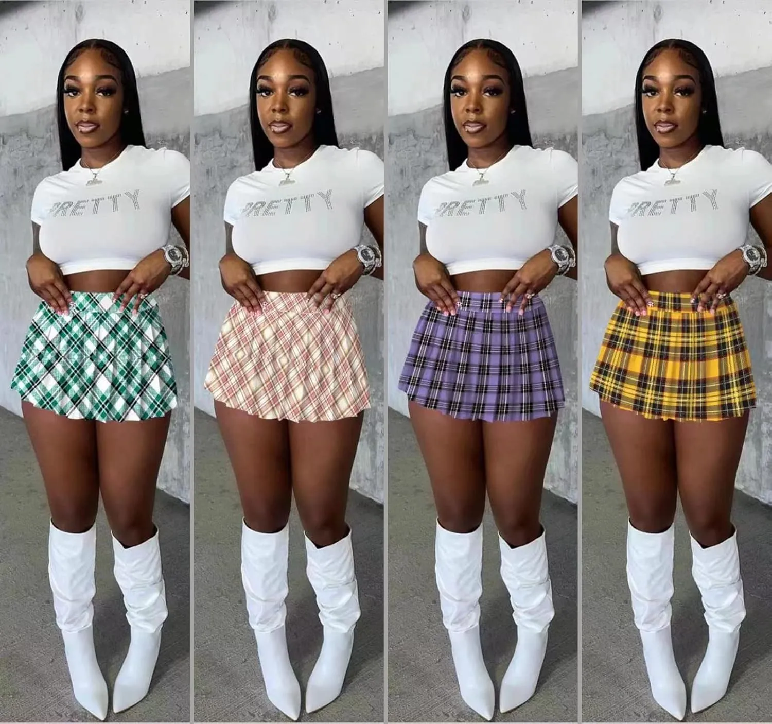 Mini Pleated Skirts for Women Sexy Cute Girl Y2k Short Cargo Skirt Women's Club Tennis Skort Skater A line with Slit