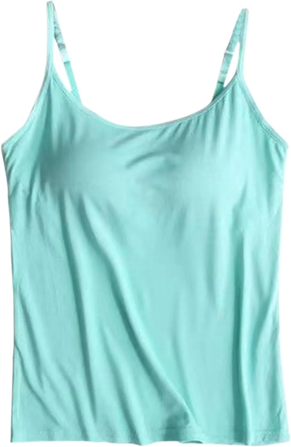 Modal Camisole Tops for Women Built in Bra Adjustable Spaghetti Strap Workout Shirts Basic Layer Padded Bra Tank Tops