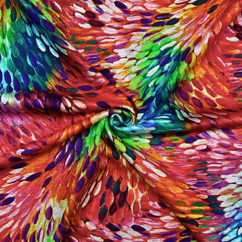 Multicolour Burst Digital Modal-Touch Jersey Fabric