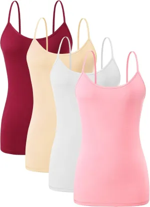 Orrpally Basic Cami Tank Tops Women Lightweight Camisole Stretch Tank Top Adjustable 4-Pack
