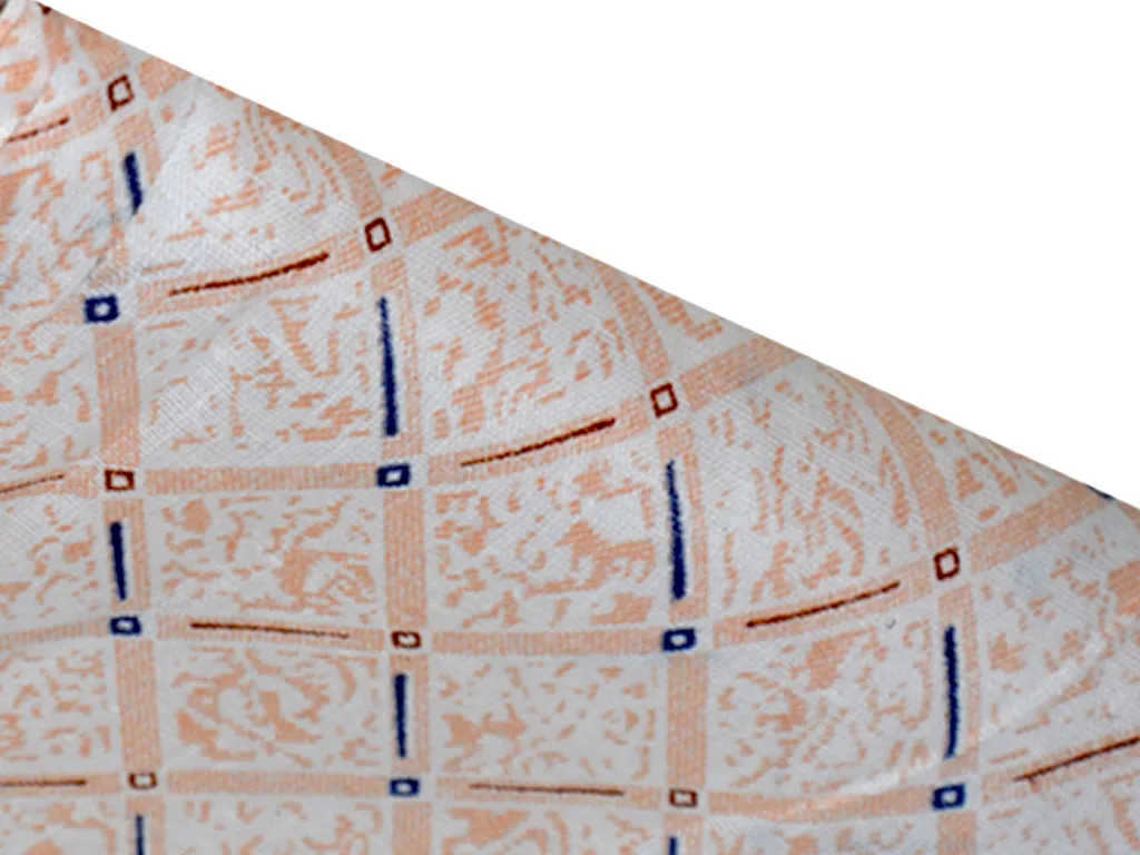 Peach Geometric Printed Cotton Linen Fabric