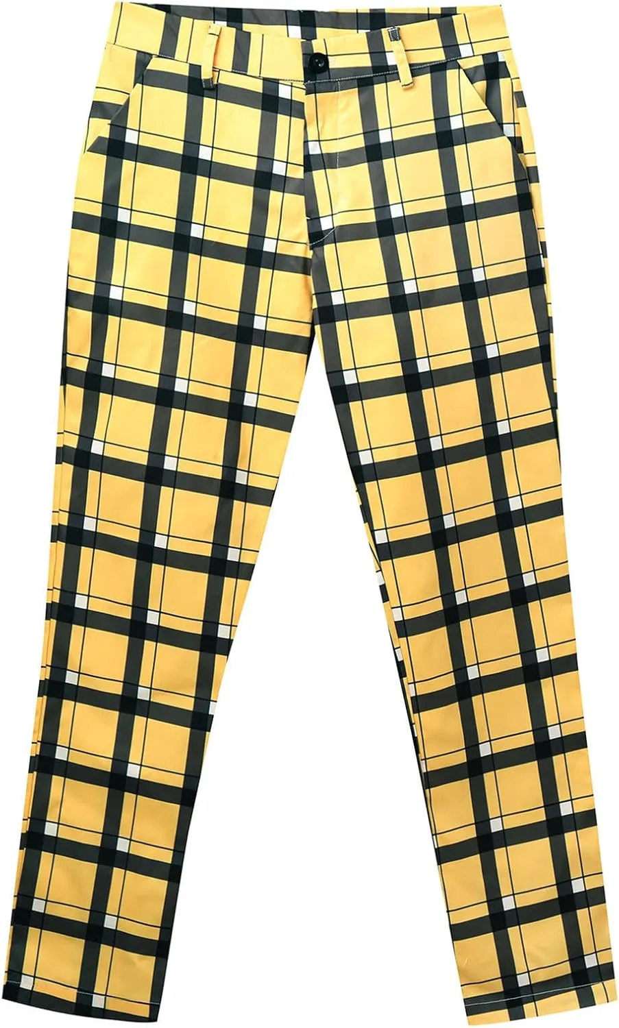 Plaid Print Mens Dress Pants Slim Fit Dress Pants Stretch Skinny Golf Pants Casual Fashion Chino Casual Pants