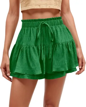 Pleated Tennis Skirt for Women High Waisted with Shorts Underneath Drawstring Athletic Golf Ruffle Skorts Skirts
