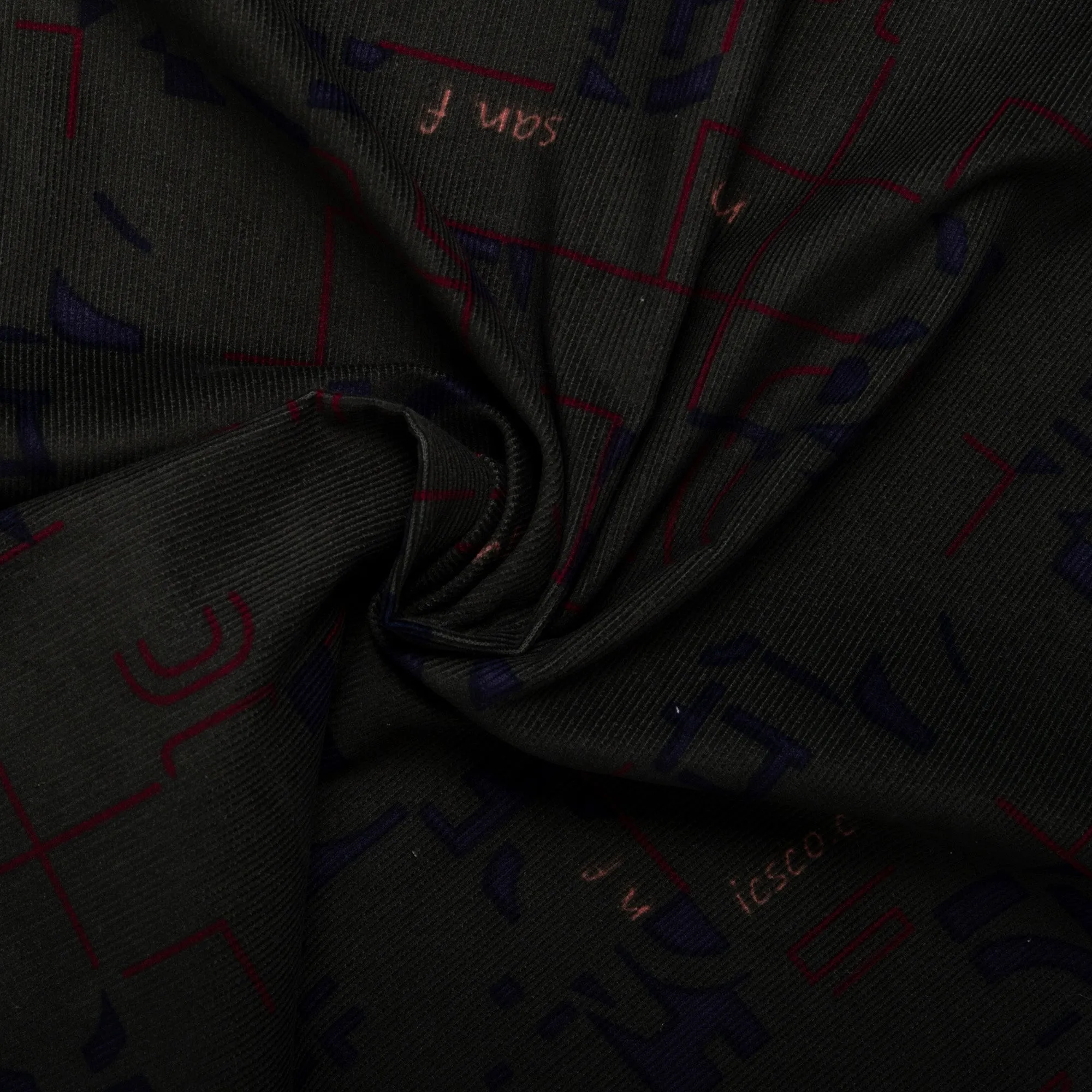 Printed Corduroy - BOHEMIAN - Writing - Green