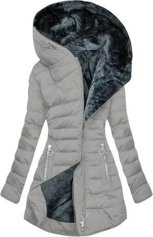 Puffer Jacket Womens Fleece Lined Thicken Down Jacket Sherpa Warm Dressy Casual Coat 2024 Outfits Clothes With Hood