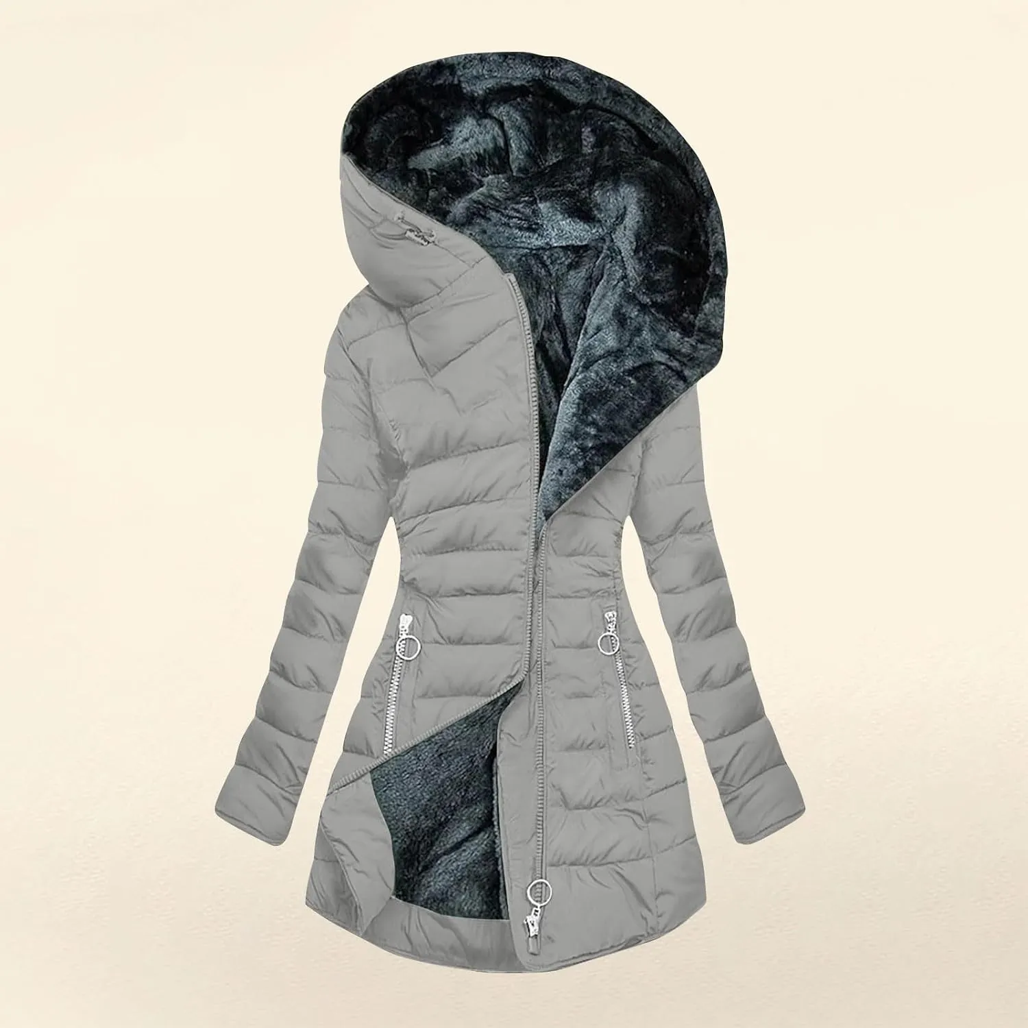 Puffer Jacket Womens Fleece Lined Thicken Down Jacket Sherpa Warm Dressy Casual Coat 2024 Outfits Clothes With Hood