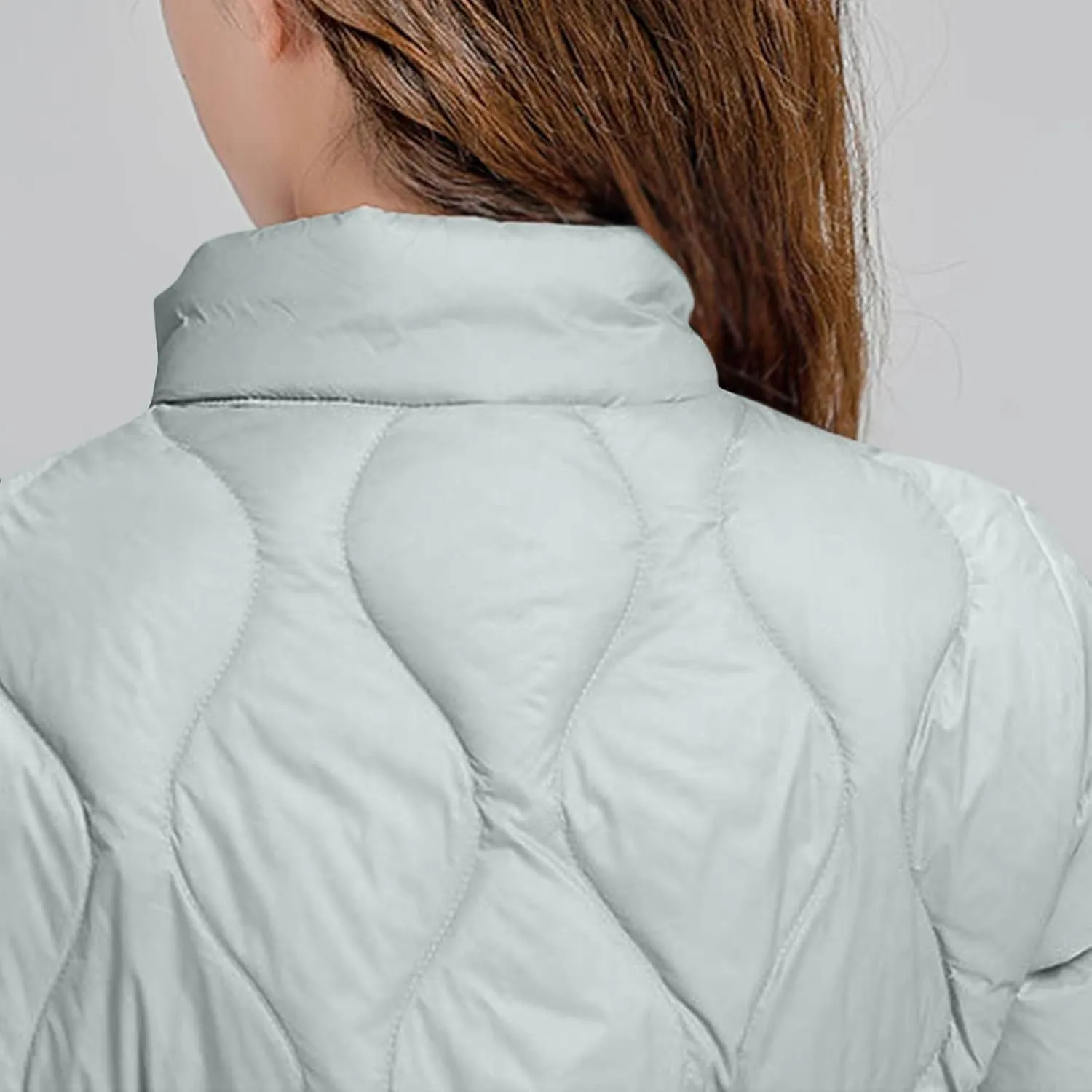 Quilted Lightweight Jacket for Women Plus Size Short Puffer Coats Stand Collar Zip Up Warm Down Jacket Fall Winter