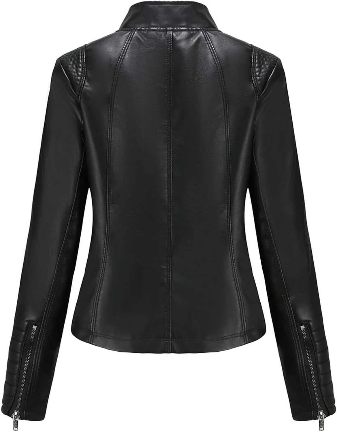Red Leather Jacket Stand-Up Collar Zipper Stitching Solid Color Jacket Winter Jackets for Women Leather Jacket