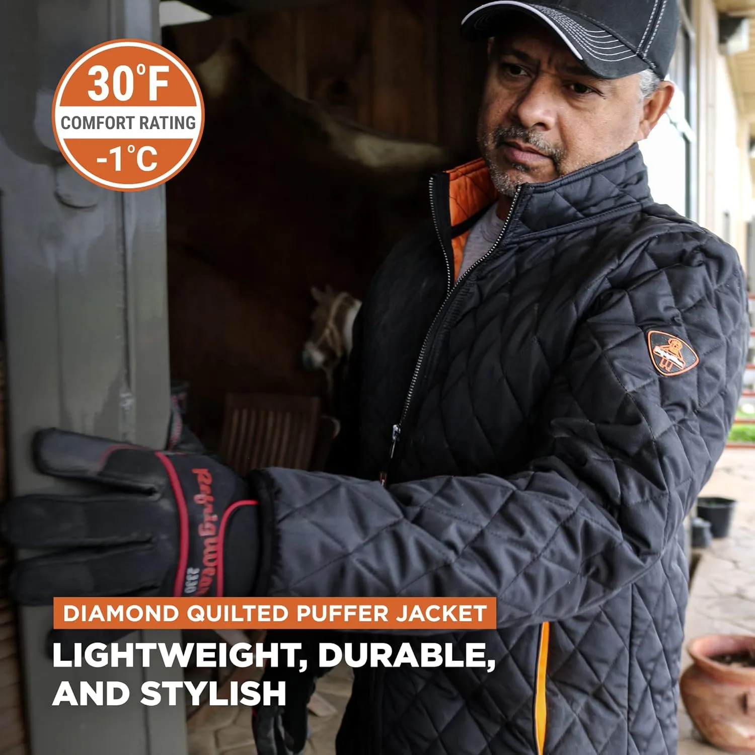 RefrigiWear Lightweight Warm Insulated Diamond Quilted Jacket