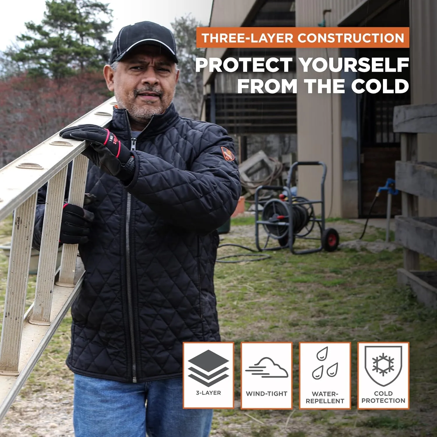 RefrigiWear Lightweight Warm Insulated Diamond Quilted Jacket
