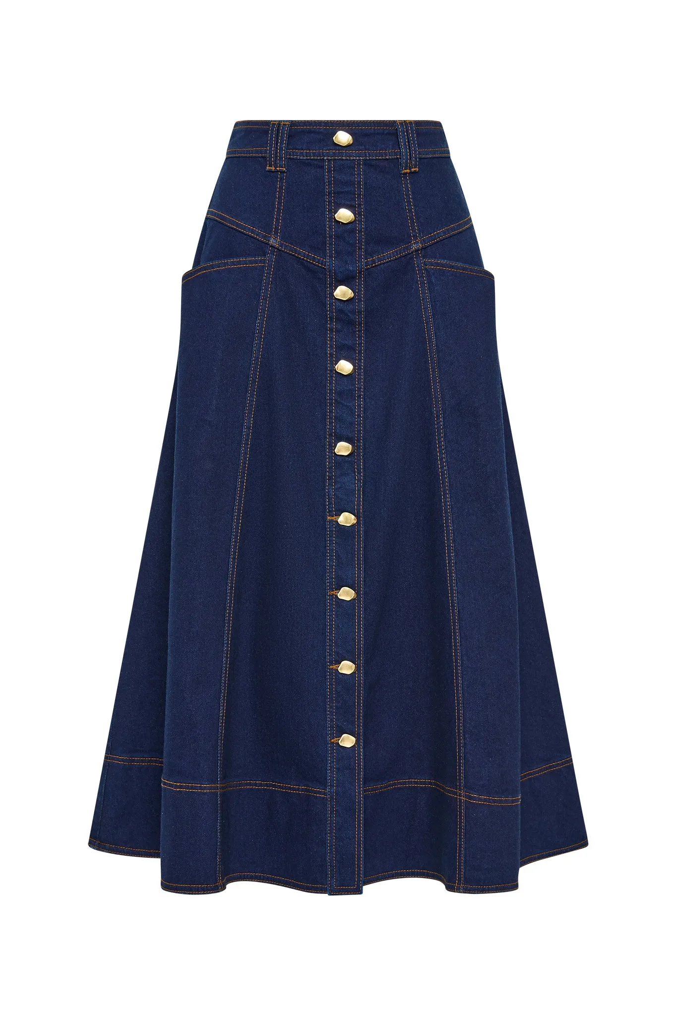 Resonance Denim Midi Skirt