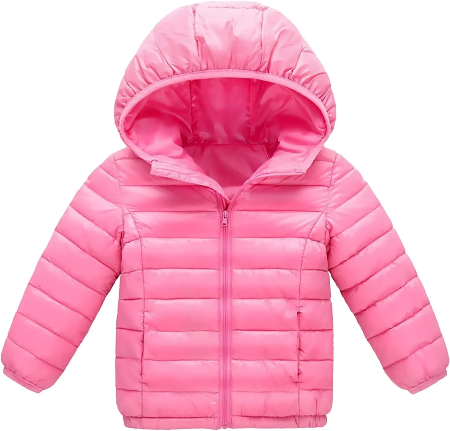 RKSTN Children's Fashion Winter Coats Solid Color Lightweight Down Jacket with Hood Zip Up Quilted Puffer Jackets