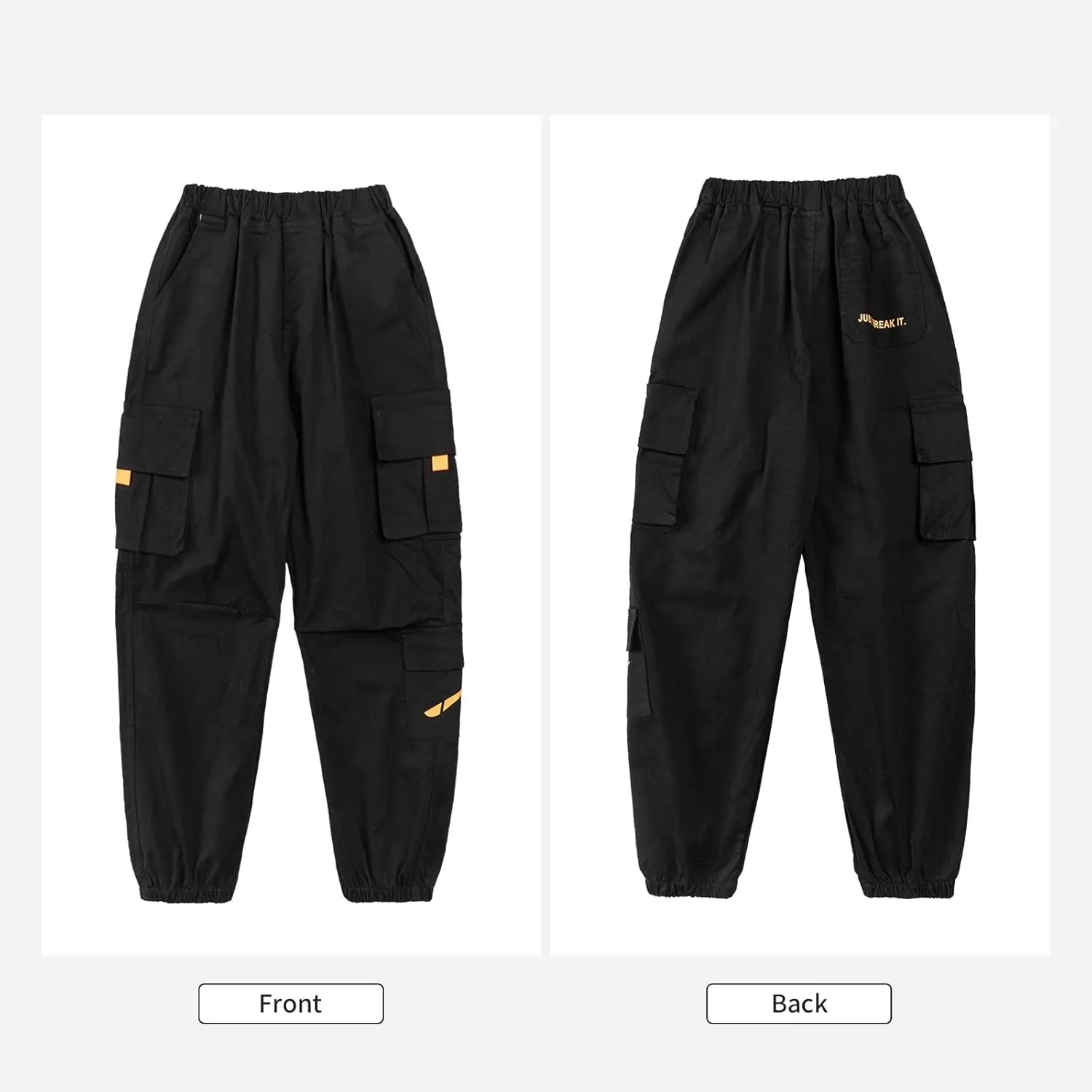Rolanko Boys' Cargo Pants Casual Kids Joggers Elastic Waist Outdoor Hiking Baggy Trousers 4-14 Years