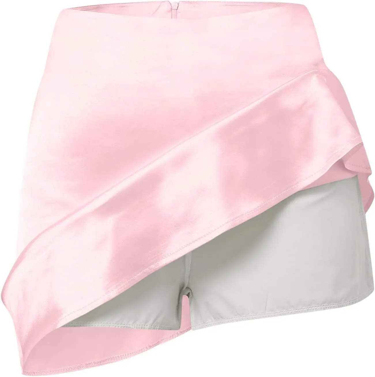 Satin Short Skirts for Women Silk Mini Skirt High Waisted A-Line Zipper Skirts Casual Soild Color Party Skorts Club Y2k Skirt