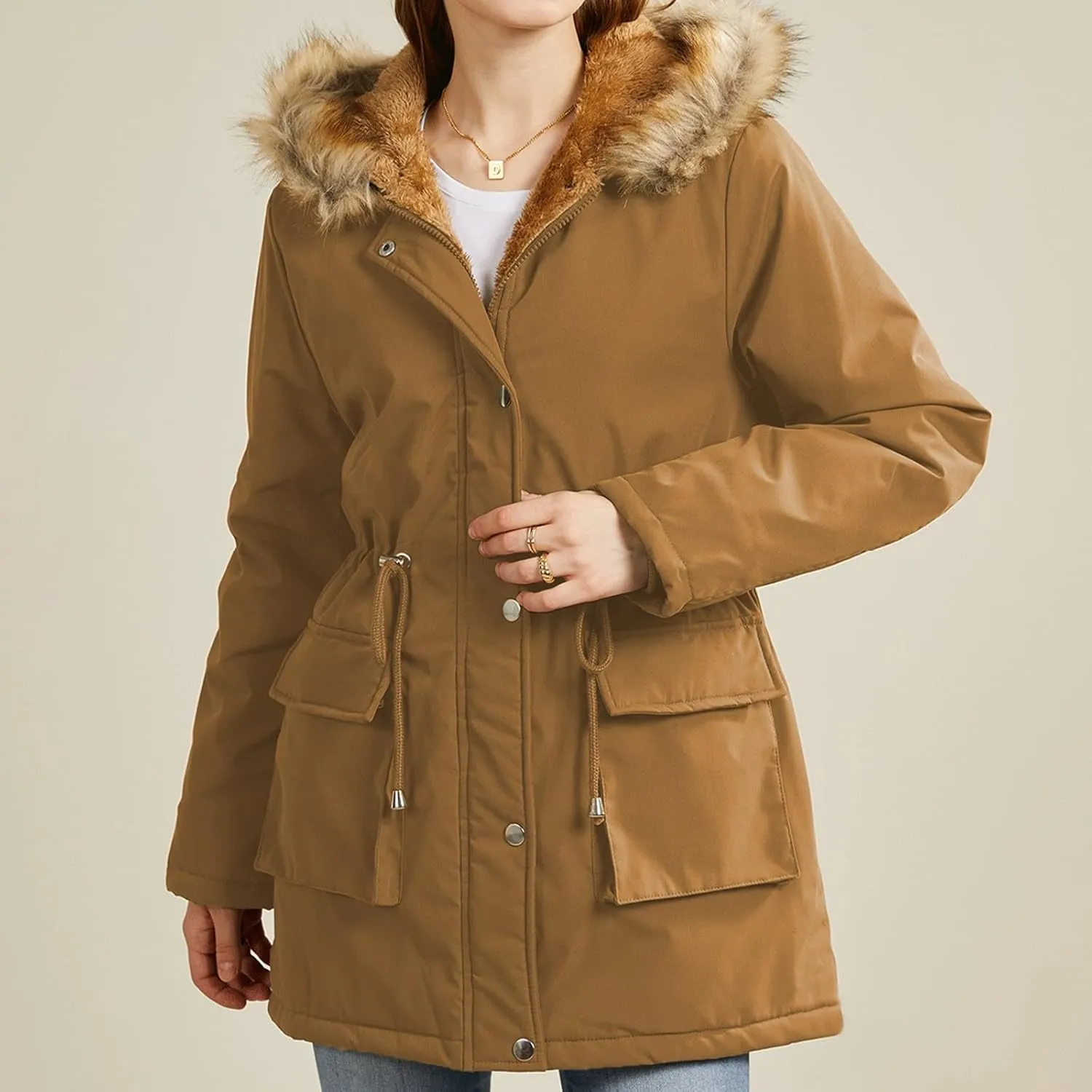 SHAOBGE Puffer Jacket Womens Xnova Womens Winter Parka Jackets Fleece Lined Coats Ladies Padded Thermal Winter