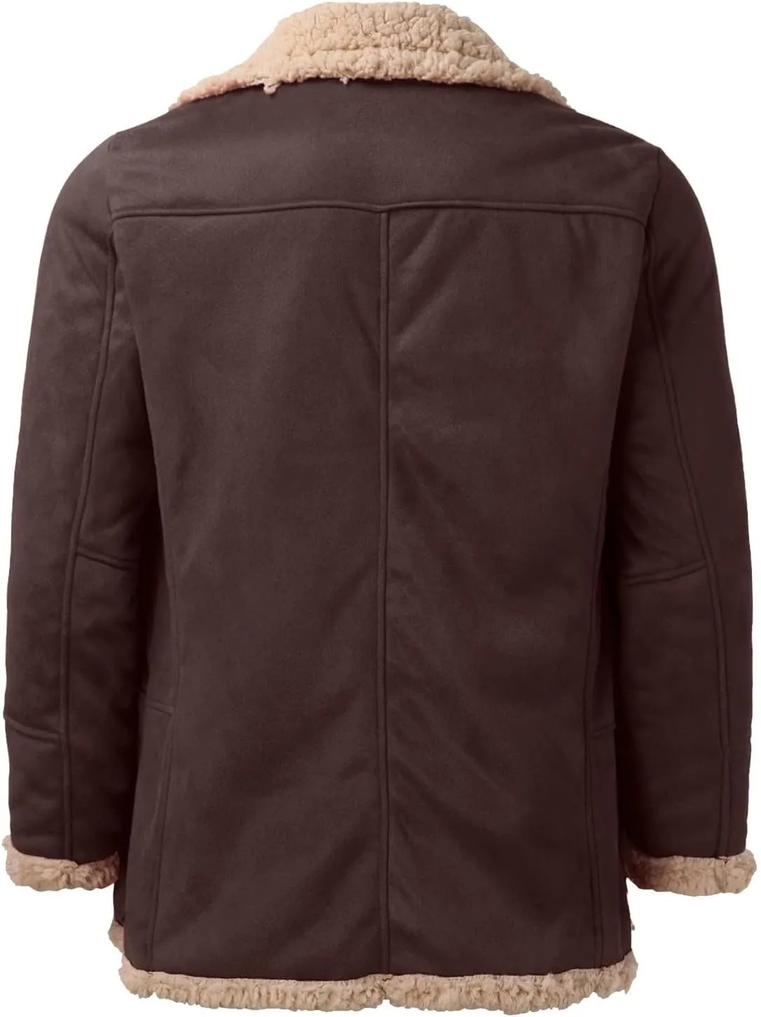 Shearling Coat Men Sheepskin Faux Leather Jacket Fleece Sherpa Lined Bomber Jacket Crop Warm Winter Trench Coat Pocket