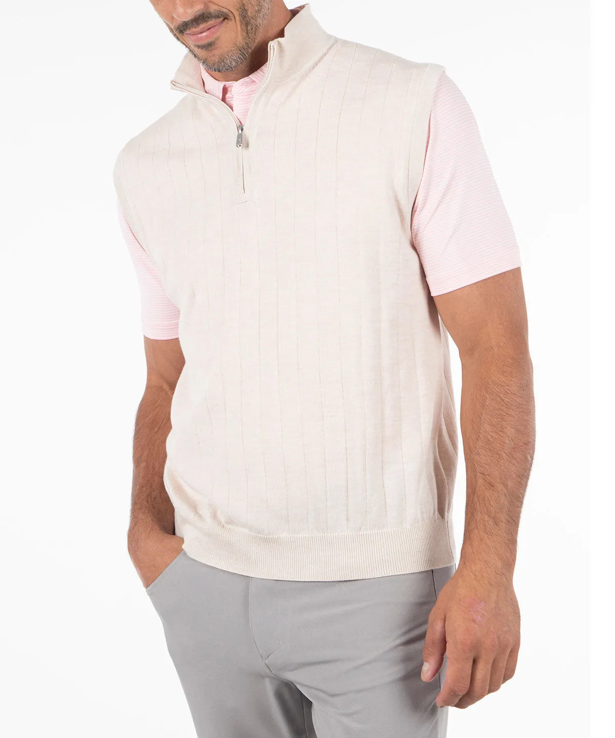 Signature Merino Quarter-Zip Mock Neck Vest