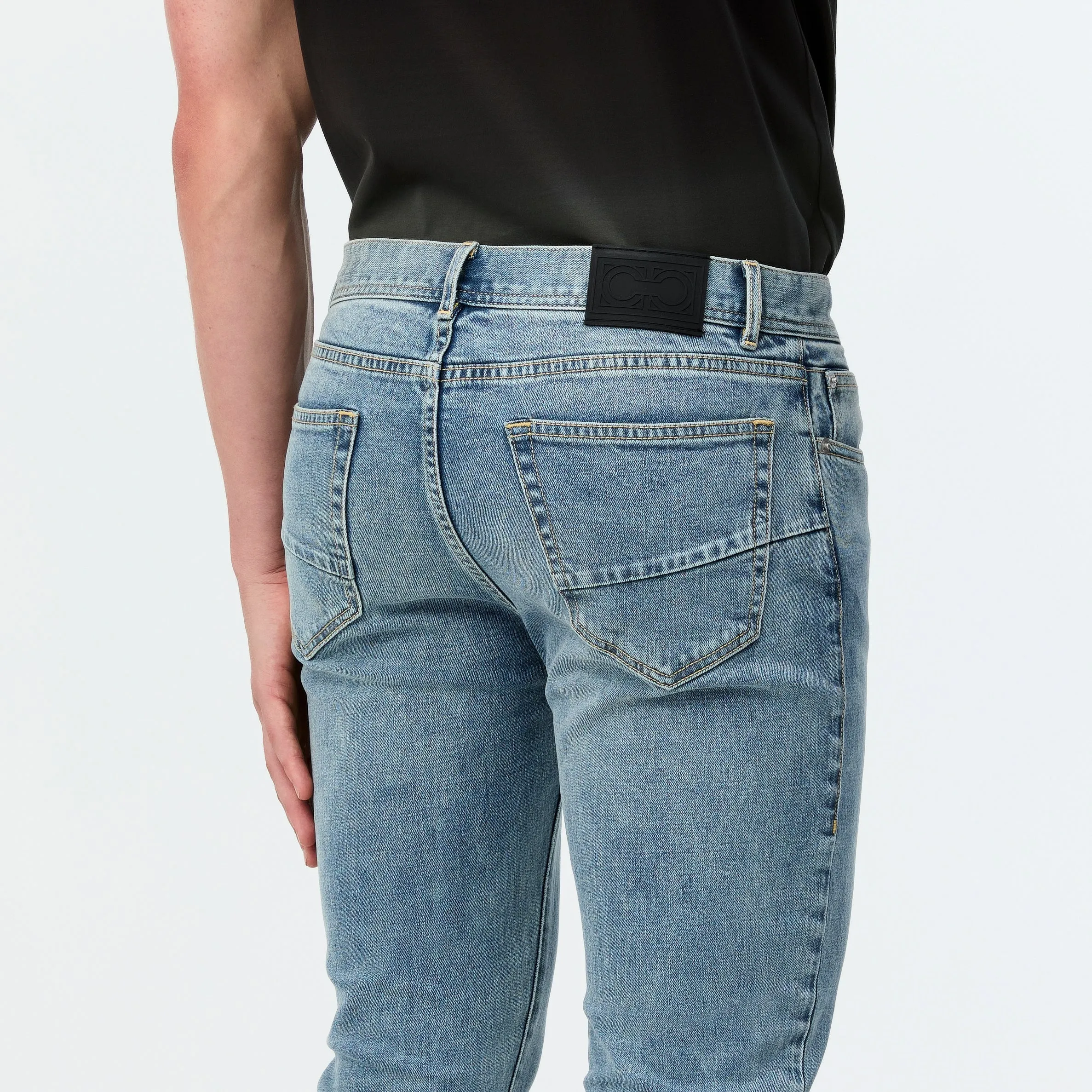 Skinny Fit Bleached Denim Jeans Light Blue
