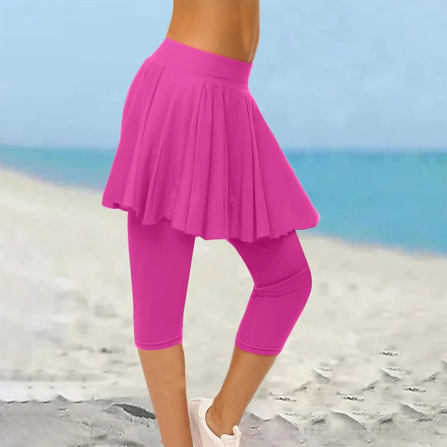 Skirted Leggings for Women 2025 Tennis Golf Skorts Capris Gym Tennis Yoga Legging with Skirts Sports Running Pickleball