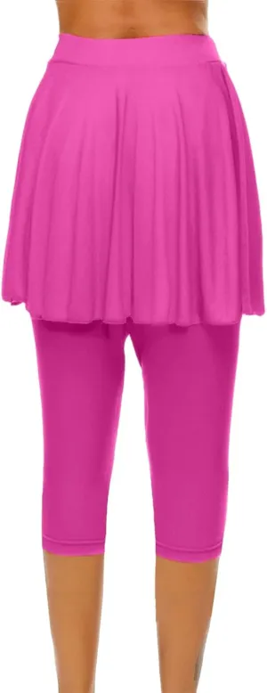 Skirted Leggings for Women 2025 Tennis Golf Skorts Capris Gym Tennis Yoga Legging with Skirts Sports Running Pickleball