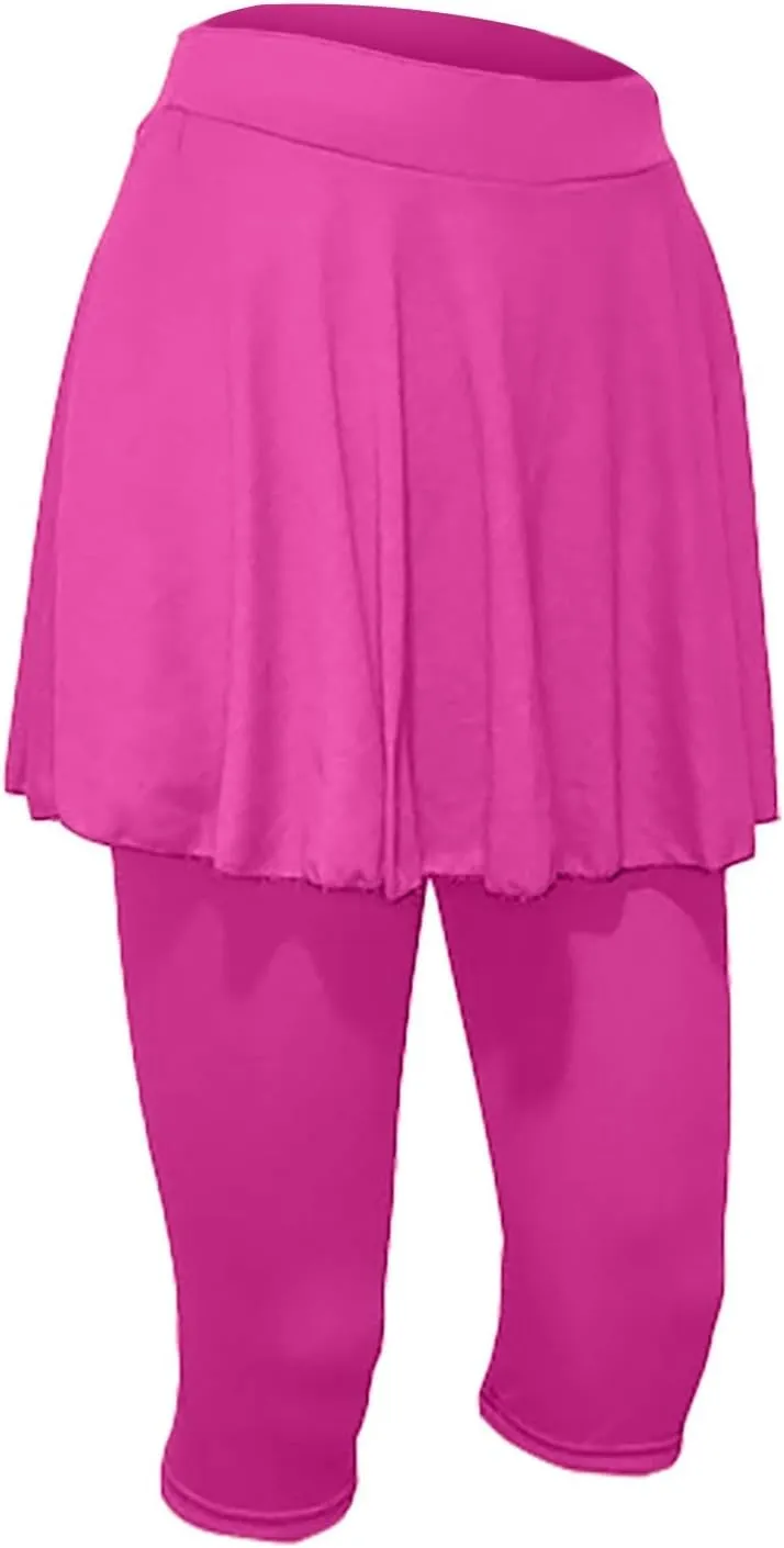 Skirted Leggings for Women 2025 Tennis Golf Skorts Capris Gym Tennis Yoga Legging with Skirts Sports Running Pickleball