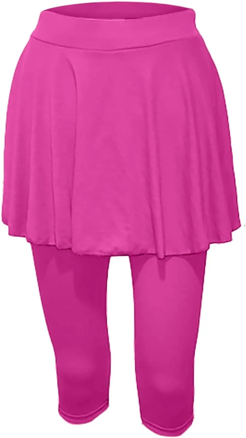 Skirted Leggings for Women 2025 Tennis Golf Skorts Capris Gym Tennis Yoga Legging with Skirts Sports Running Pickleball