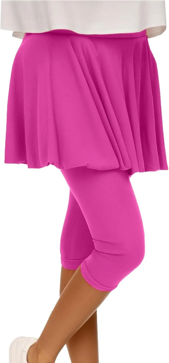 Skirted Leggings for Women 2025 Tennis Golf Skorts Capris Gym Tennis Yoga Legging with Skirts Sports Running Pickleball