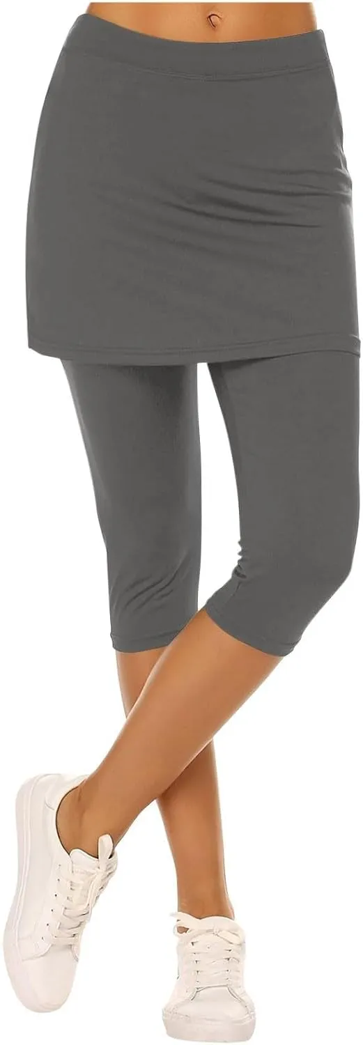Skirted Leggings for Women 2025 Tennis Golf Skorts Plus Size Skirts Gym Athletic Capris Pickleball Yoga Outfit