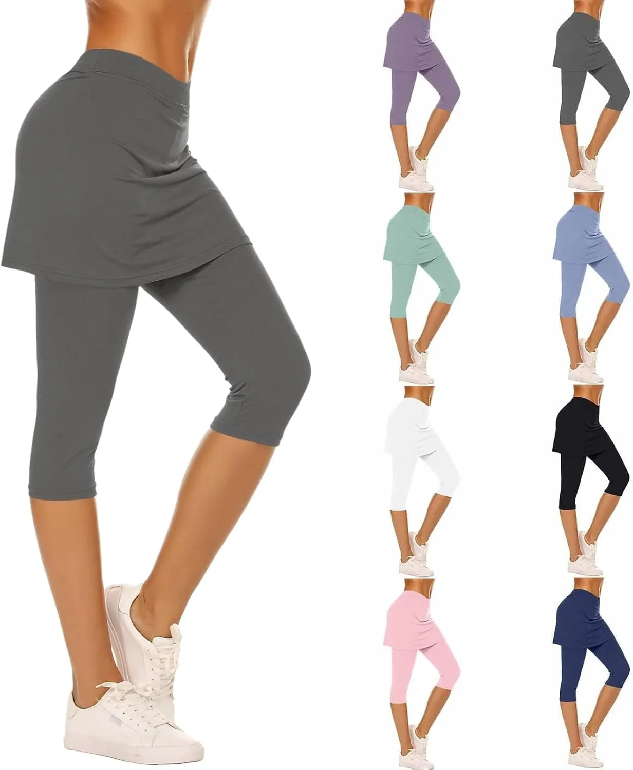 Skirted Leggings for Women 2025 Tennis Golf Skorts Plus Size Skirts Gym Athletic Capris Pickleball Yoga Outfit