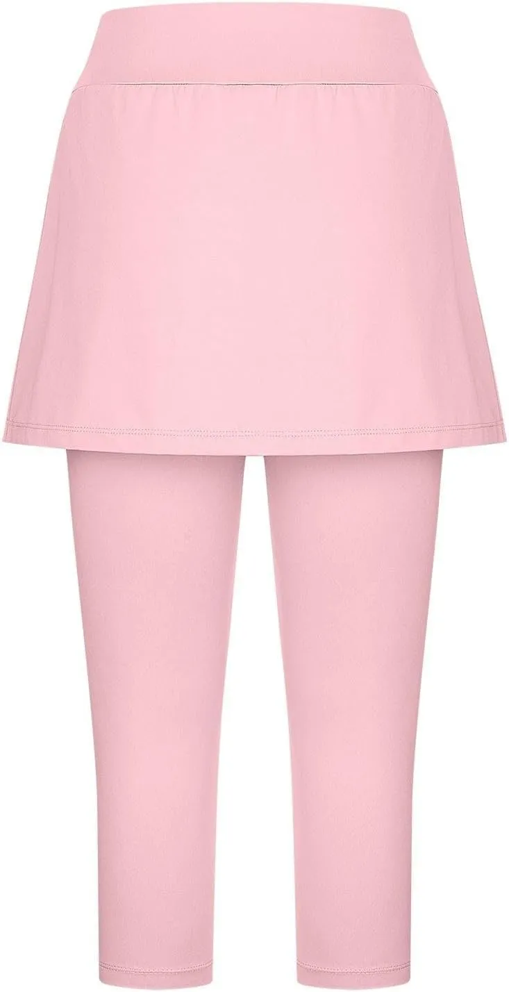 Skirted Leggings for Women 2025 Tennis Golf Skorts Plus Size Skirts Gym Athletic Capris Pickleball Yoga Outfit