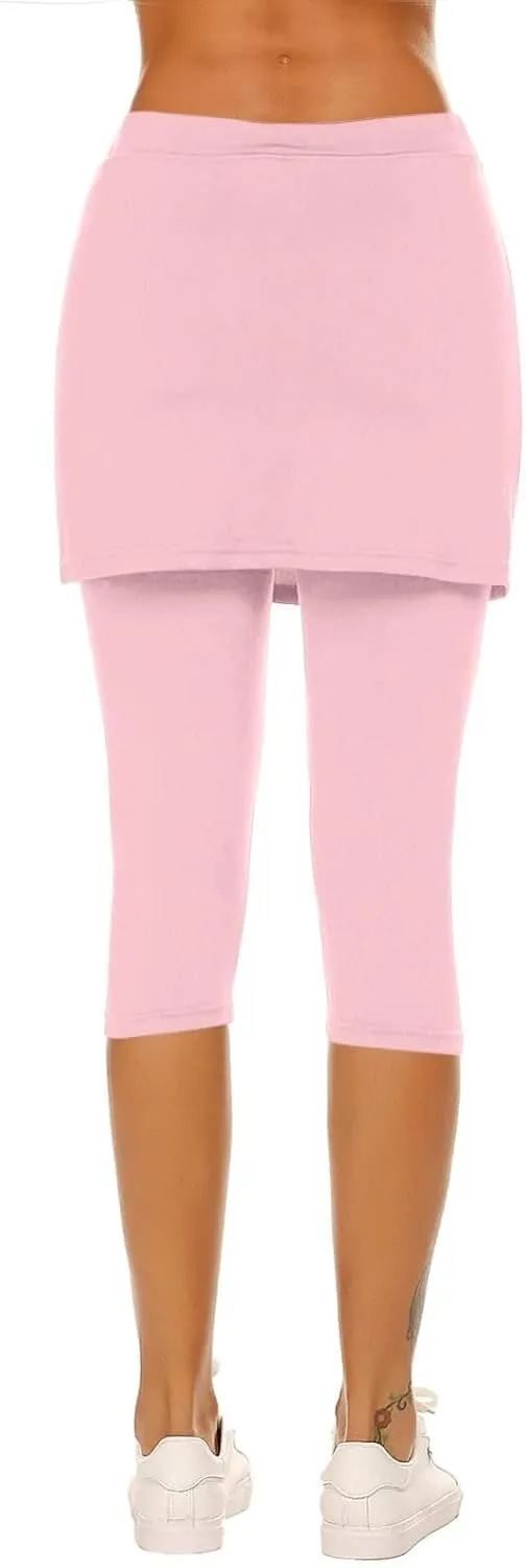 Skirted Leggings for Women 2025 Tennis Golf Skorts Plus Size Skirts Gym Athletic Capris Pickleball Yoga Outfit