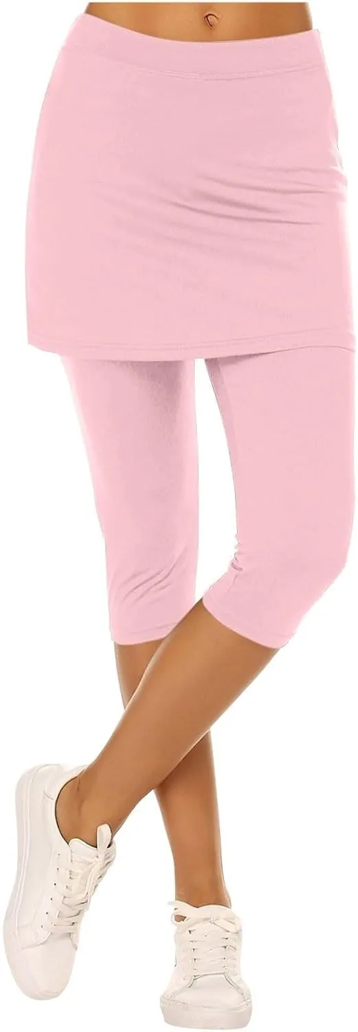 Skirted Leggings for Women 2025 Tennis Golf Skorts Plus Size Skirts Gym Athletic Capris Pickleball Yoga Outfit