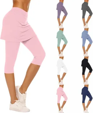 Skirted Leggings for Women 2025 Tennis Golf Skorts Plus Size Skirts Gym Athletic Capris Pickleball Yoga Outfit