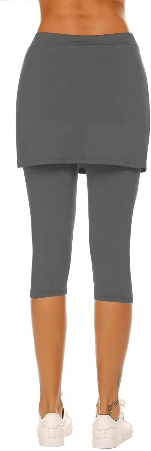 Skirted Leggings for Women 2025 Tennis Golf Skorts Plus Size Skirts Gym Athletic Capris Pickleball Yoga Outfit