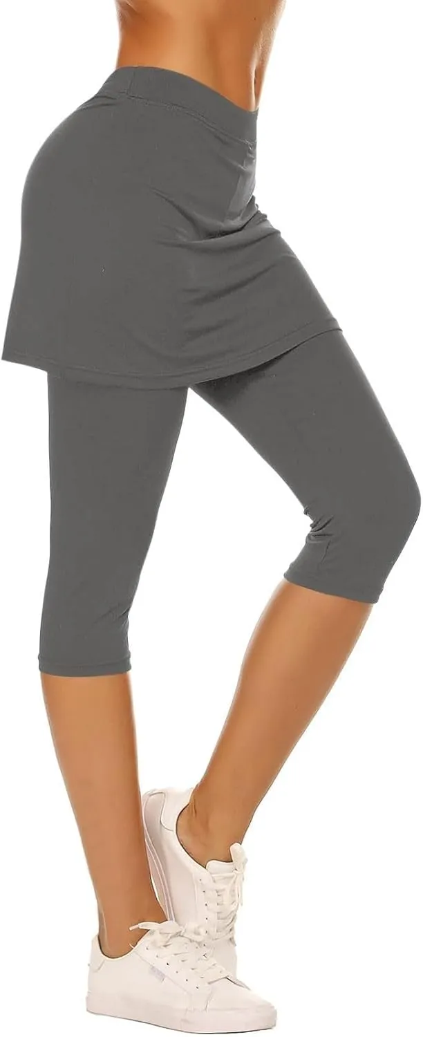 Skirted Leggings for Women 2025 Tennis Golf Skorts Plus Size Skirts Gym Athletic Capris Pickleball Yoga Outfit