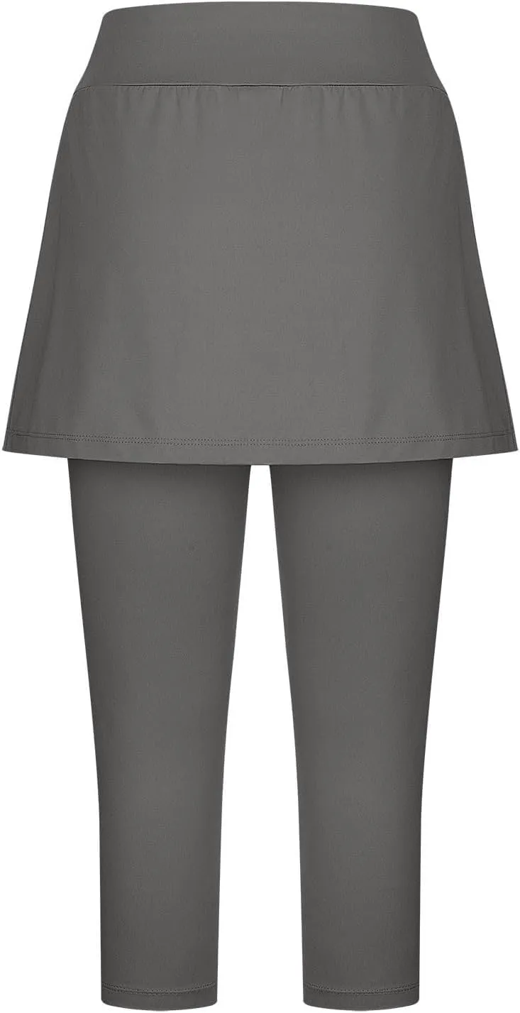 Skirted Leggings for Women 2025 Tennis Golf Skorts Plus Size Skirts Gym Athletic Capris Pickleball Yoga Outfit