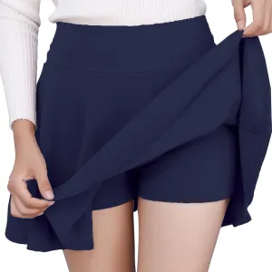 Skorts for Women-2025 Summer Casual Plus Size Solid Color Mini Skirt with Shorts Underneath